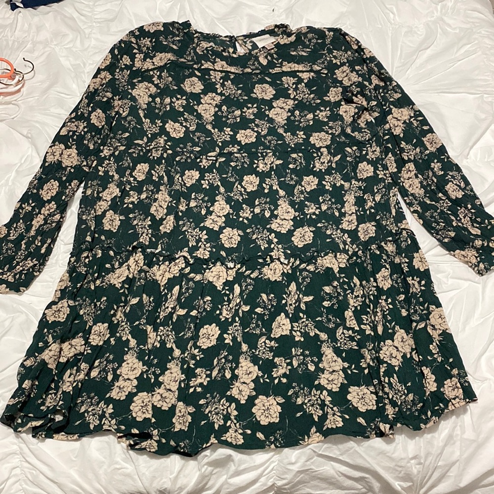 Soft forest green coral dress